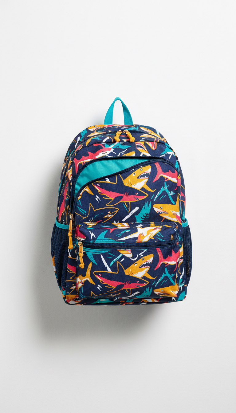 Zaino Shark Print con grafiche taglienti